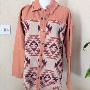 Mystree Peach and Burgundy Aztec Jacket
